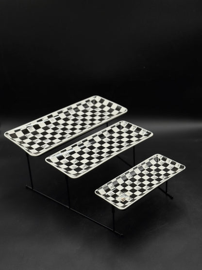 3 Tier Box Pattern Ceramic Serving Tray Set ✨