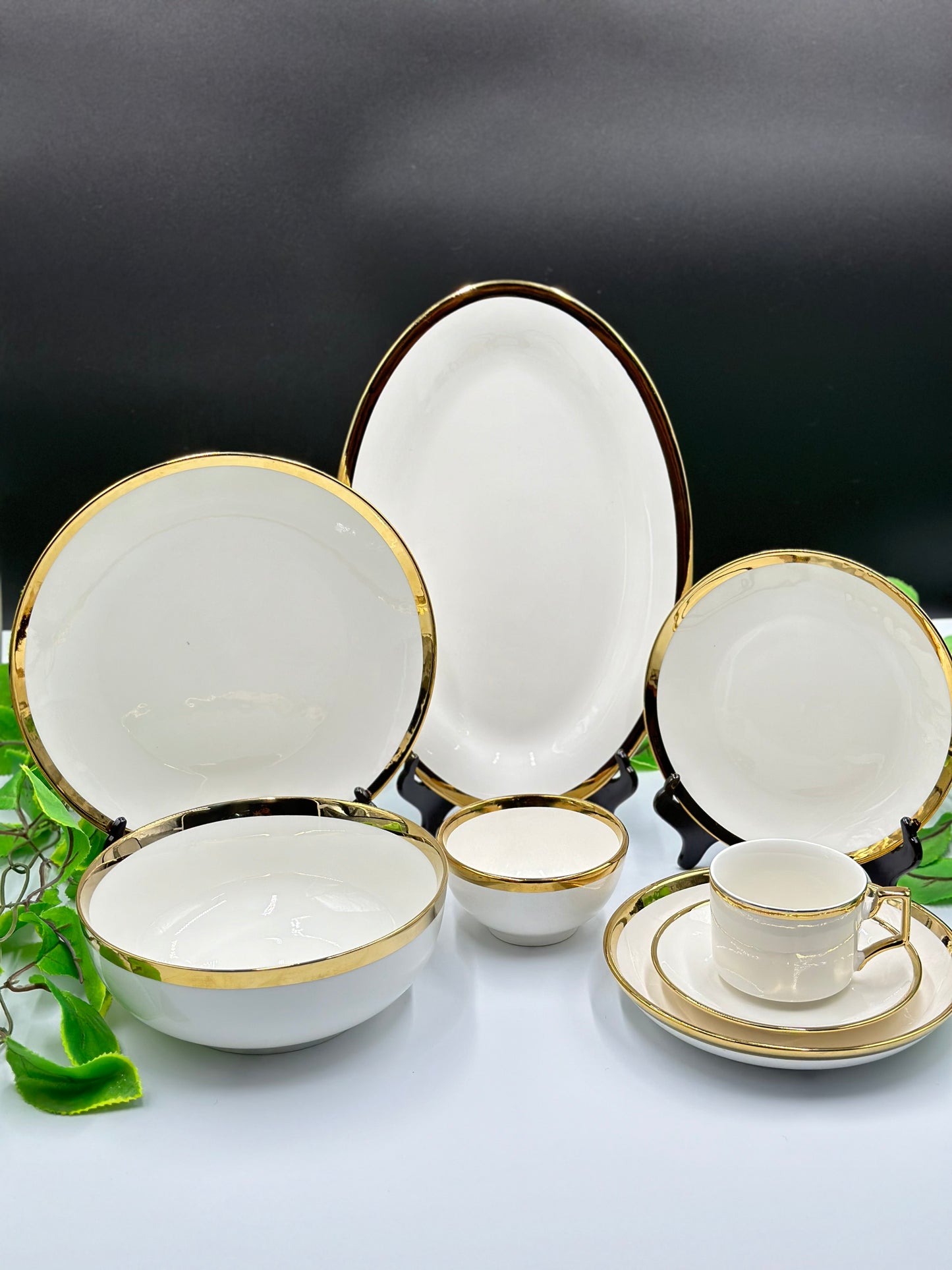 38 Pcs Decent Gold Rim Fine Bone China Dinner Set 🍽️✨