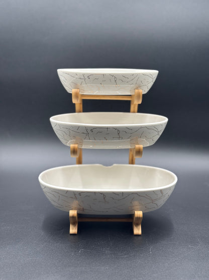 3 Tier White Marble Design Ceramic Food Serving Rack✨