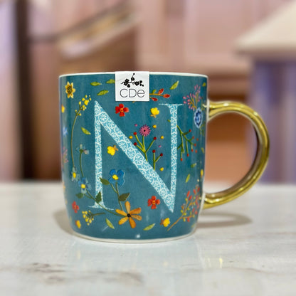 N Alphabet Mug with Golden Handle✨