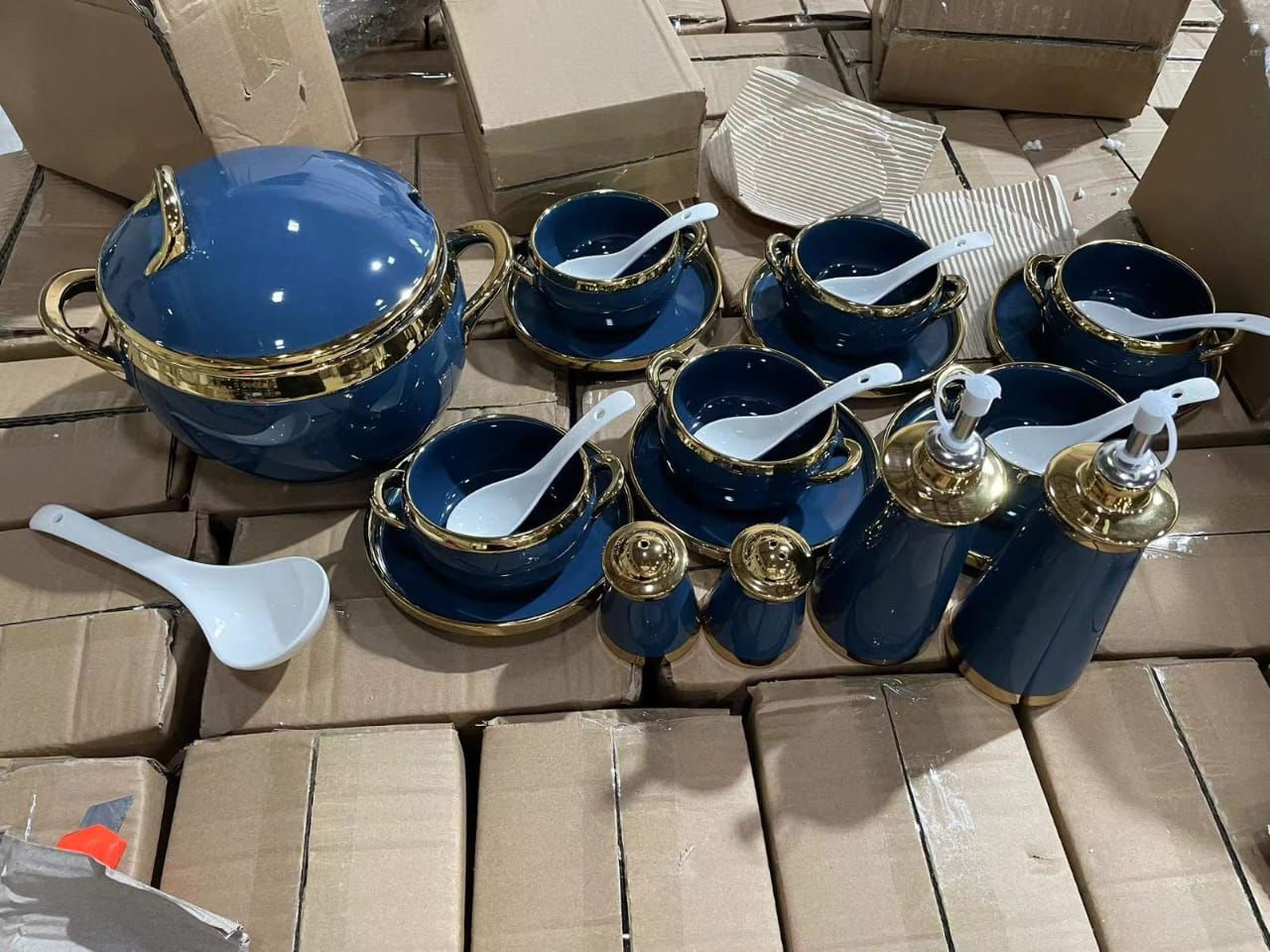 24K Gold Plated 25pcs Ceramic Soup Set 🥣 ✨