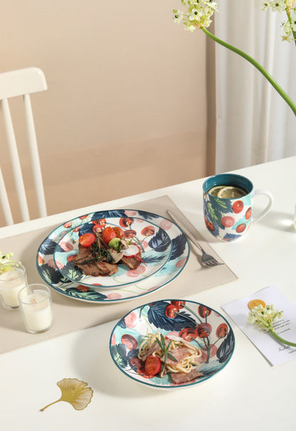 🍒 Cherry Bloom- 16 pcs Handmade Matte Ceramic Dinner Set