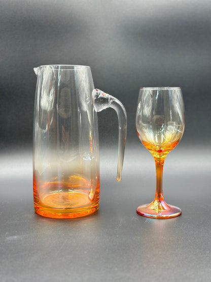 7 Pcs Orange Shade Turkey Glass Decent Water Set