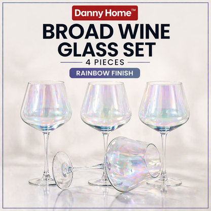 4 Pcs Danny Home Broad Rainbow Wine Glass Set