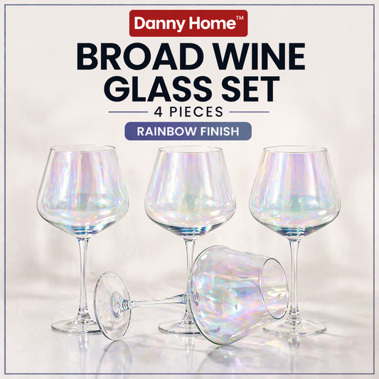 4 Pcs Danny Home Broad Rainbow Wine Glass Set