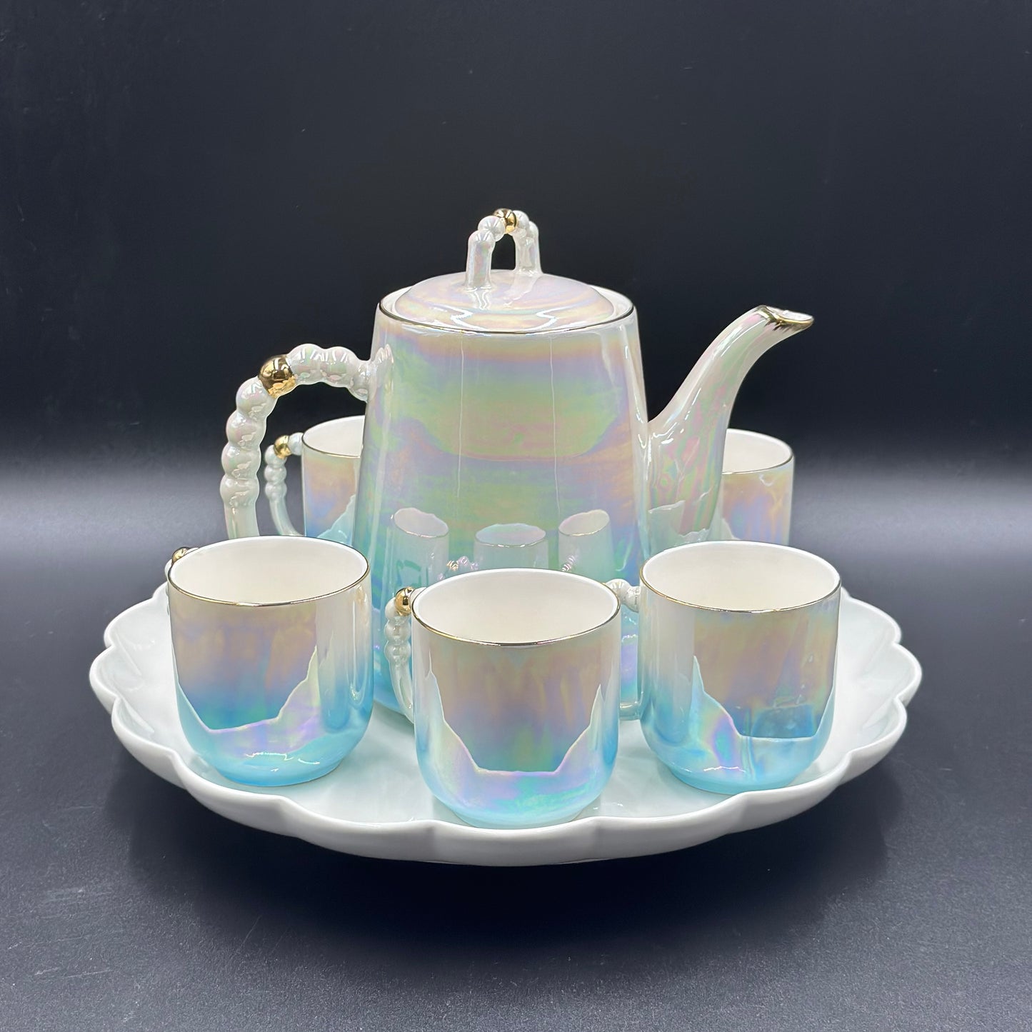 Double Shaded Radiant 8 Pcs Teaset with Rotating Tray ☕️