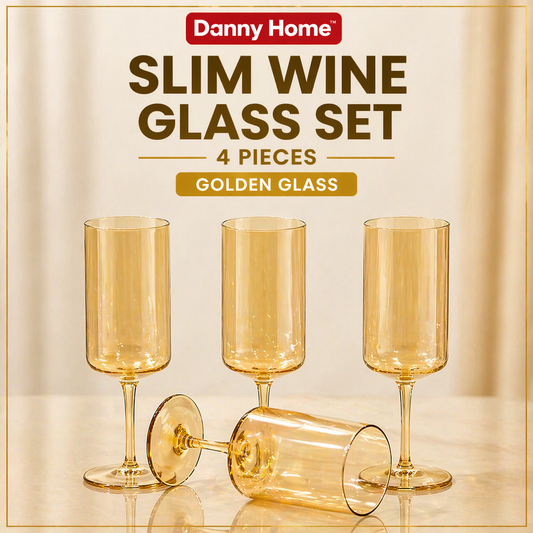 4 Pcs Danny Home Slim Golden Wine Glass Set