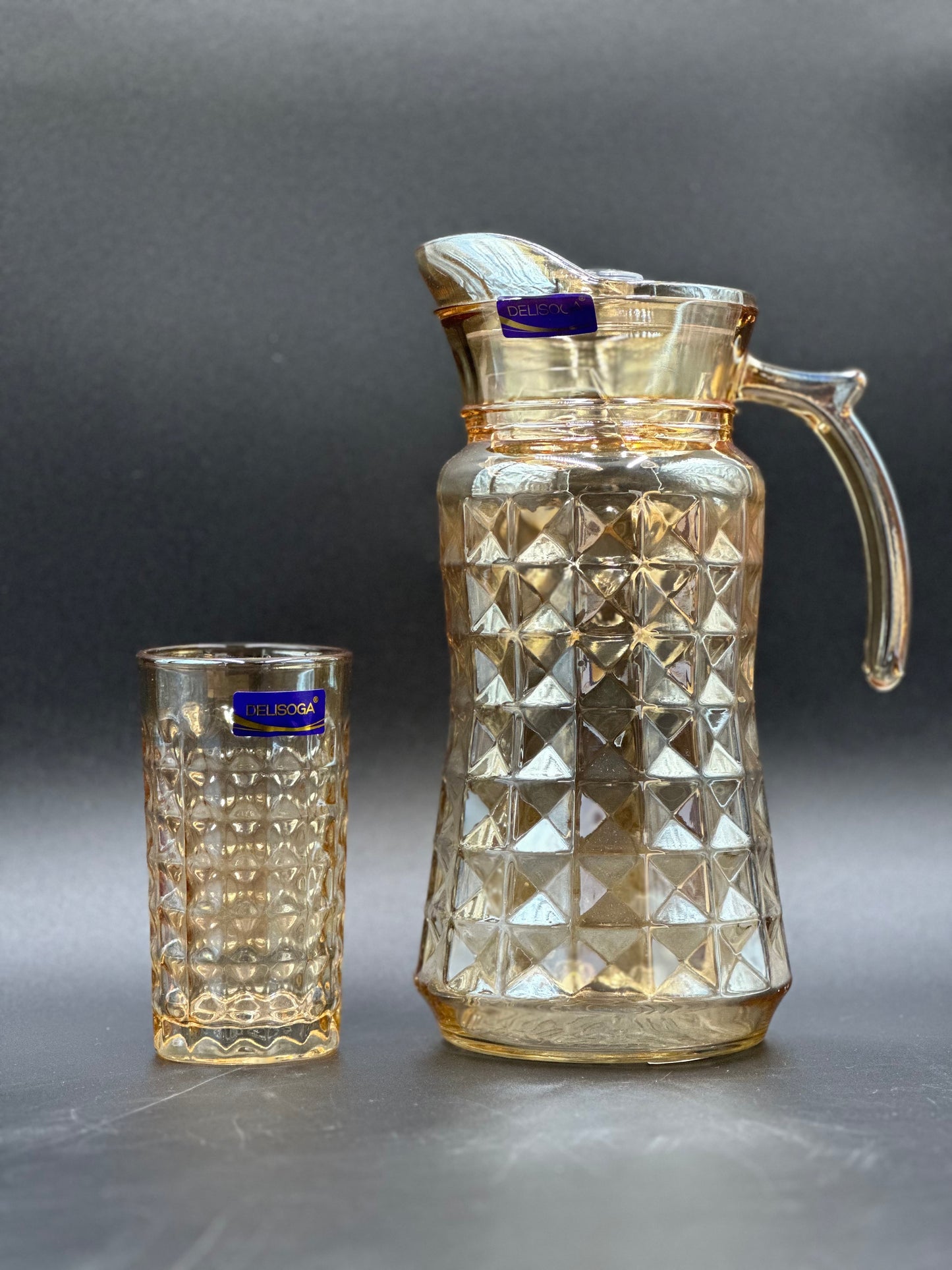 7 Pcs DELISOGA Fine Golden Textured Glass Water Set ✨