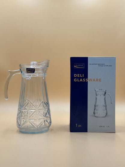 1700 ML DELISOGA Fine Textured Glass Water Jug with Lid✨