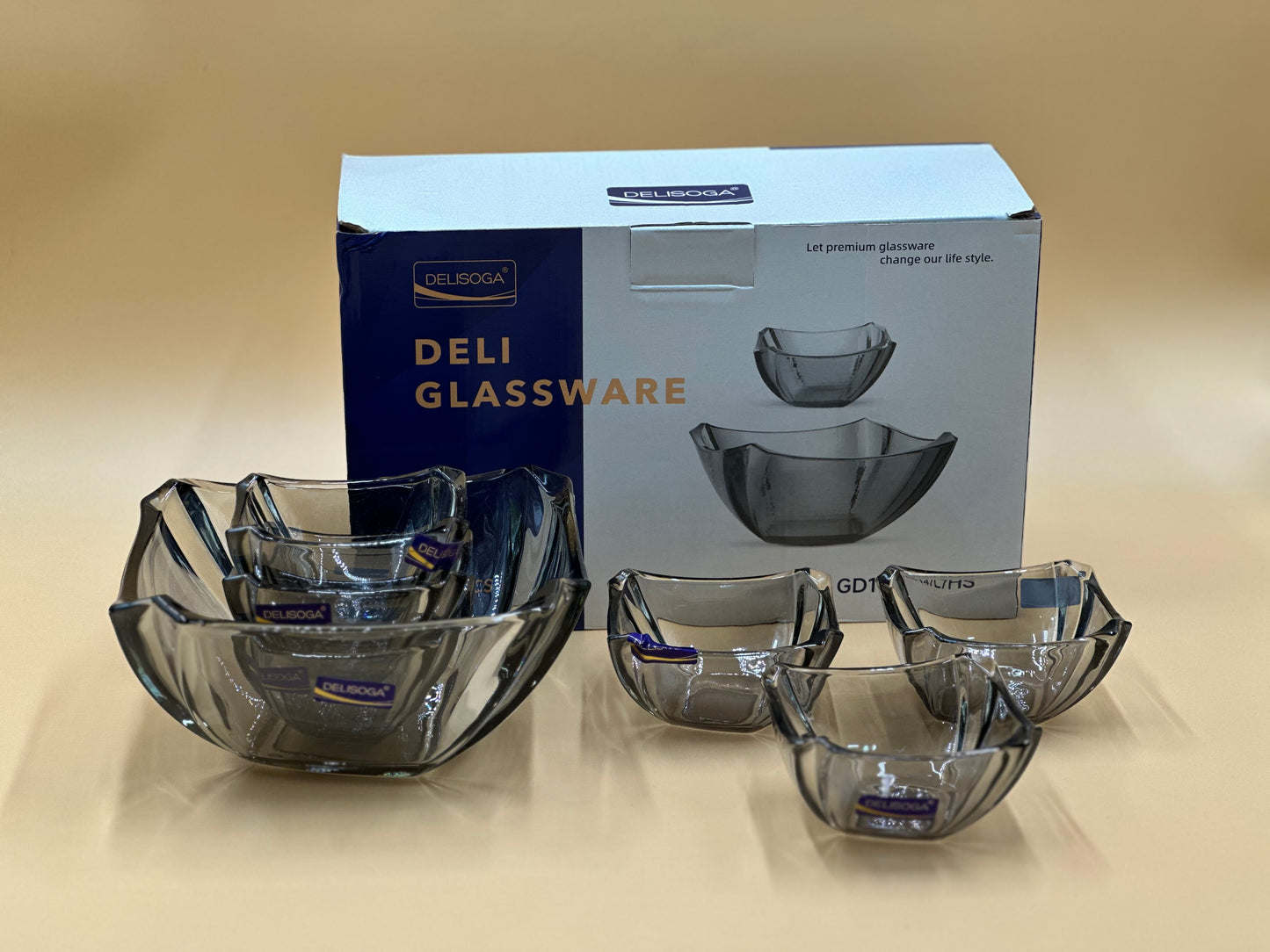 7 Pcs DELISOGA Fine Silver Glass Fruit Bowl Set 🍇 🥣