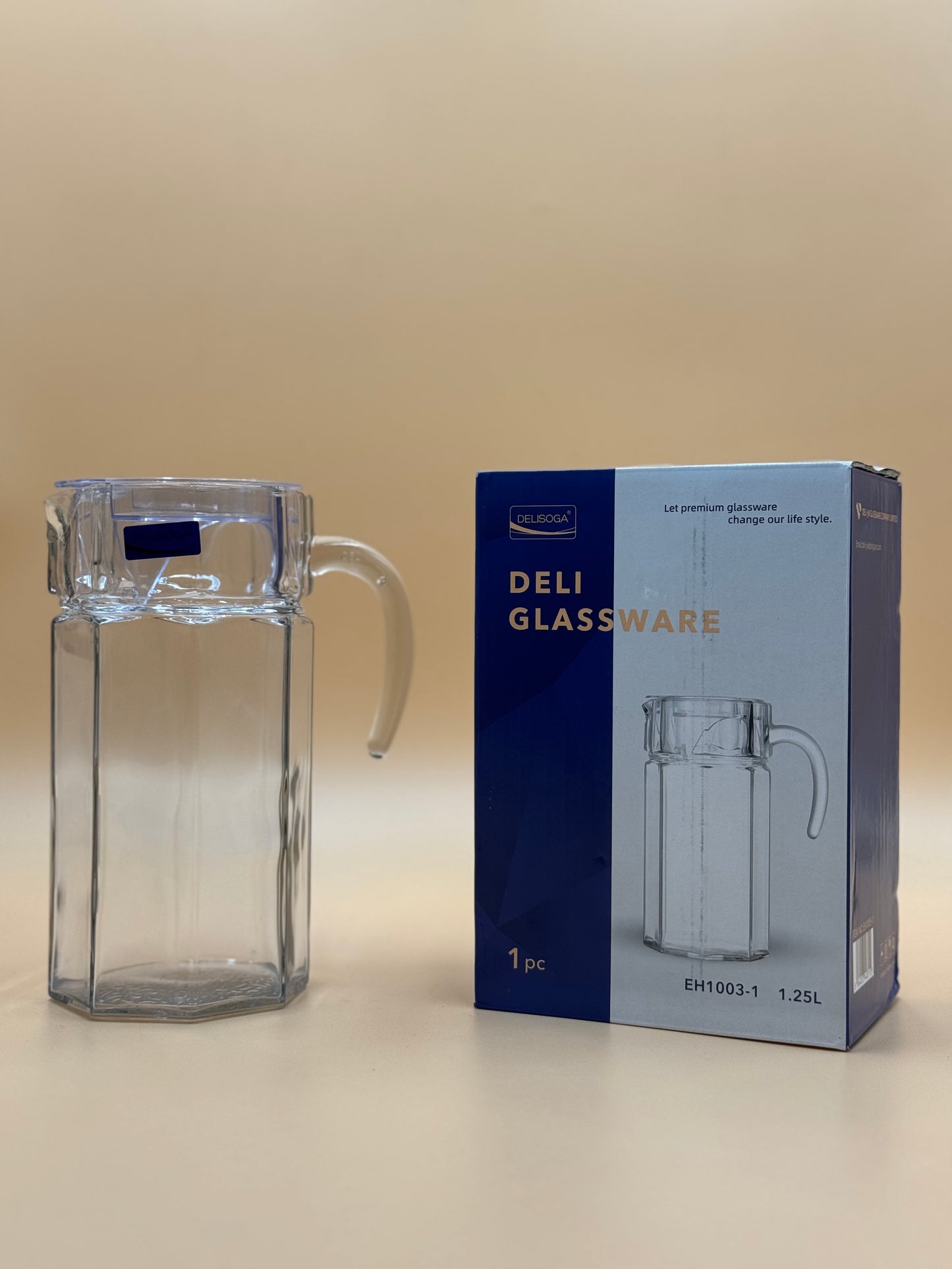 1250 ML DELISOGA Fine Glass Water Jug with Lid✨