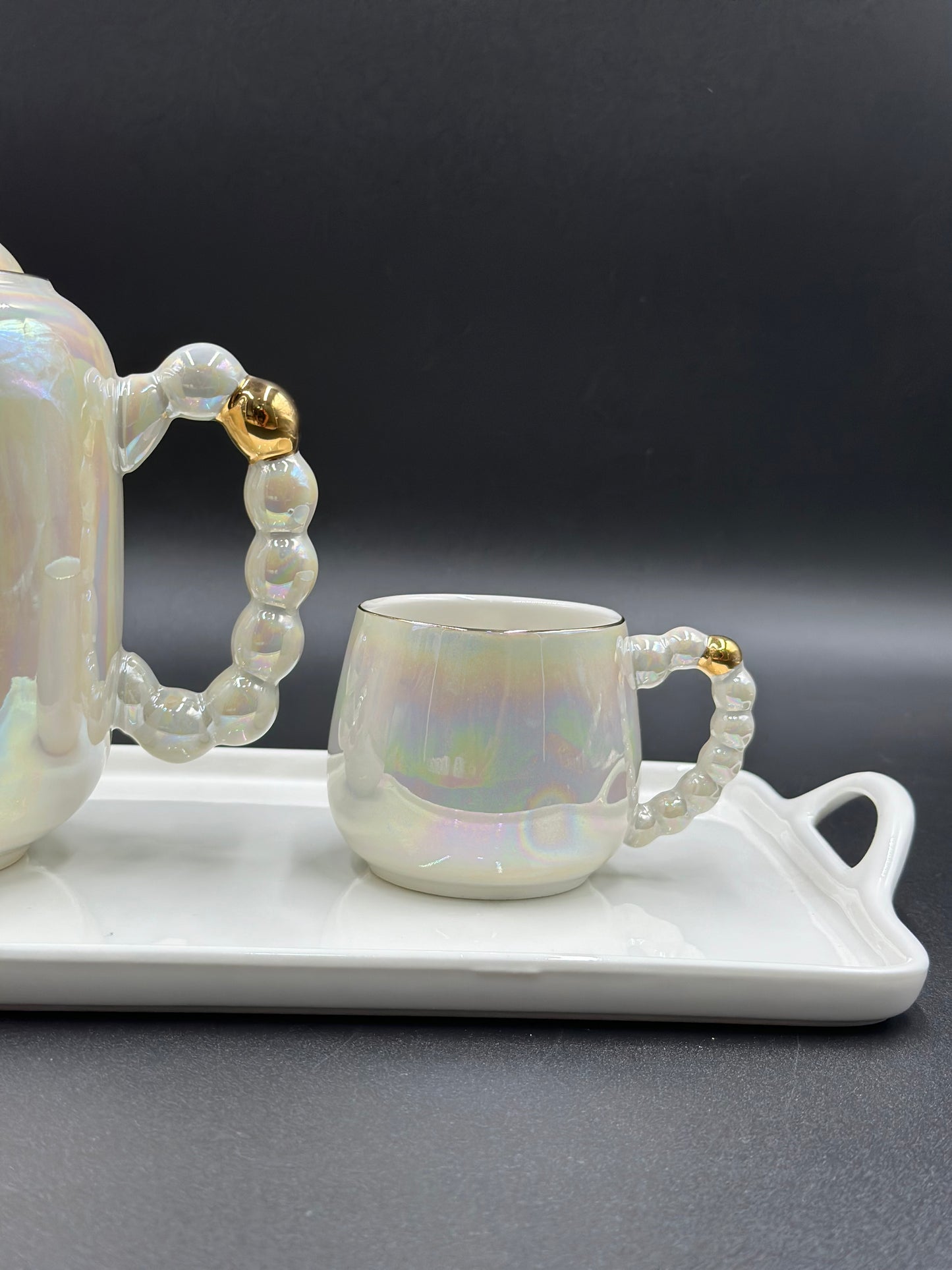 8 Pcs Elegant Rainbow Shade Tea Set With Tray ☕️