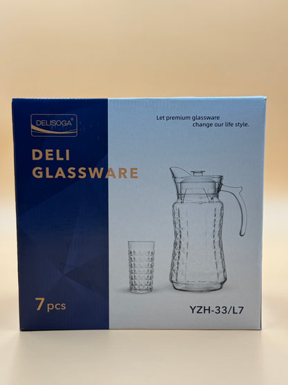 7 Pcs DELISOGA Fine Textured Glass Water Set 🥃✨