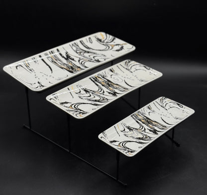 3 Tier Abstract Pattern Ceramic Serving Tray Set ✨