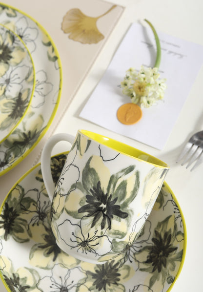 🌿 Lemon Bloom- 16 pcs Handmade Matte Ceramic Dinner Set