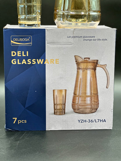 7 Pcs DELISOGA Fine Golden Textured Glass Water Set ✨