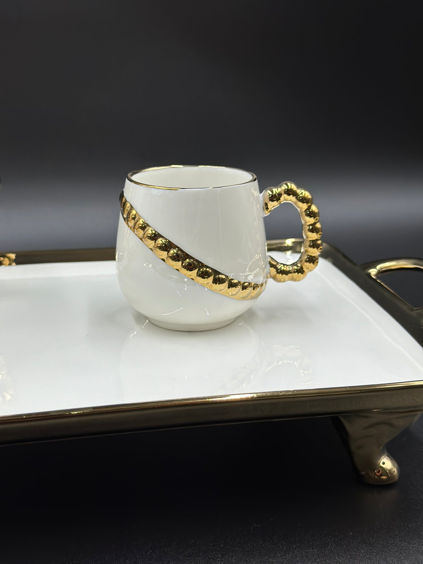 8 Pcs Elegant 24K Golden Spiral Tea Set With Tray ☕️