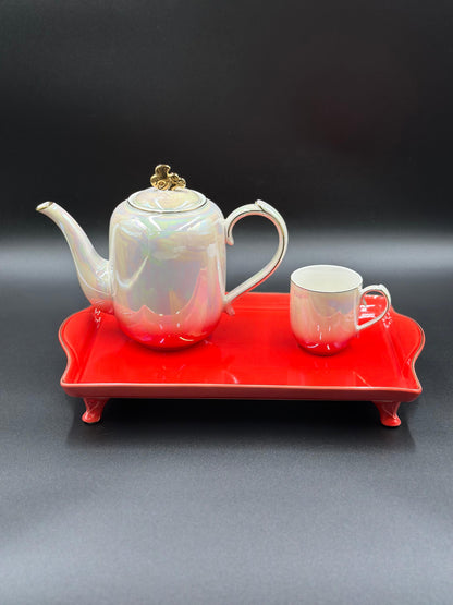 8 Pcs Elegant Bi-Colour Rainbow Shade Tea Set With Tray ☕️