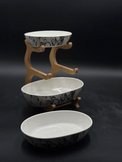 3 Tier Abstract Pattern Ceramic Food Serving Rack✨