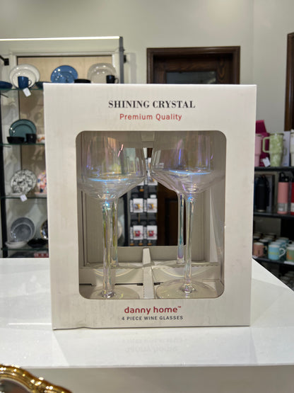 4 Pcs Danny Home Broad Rainbow Wine Glass Set