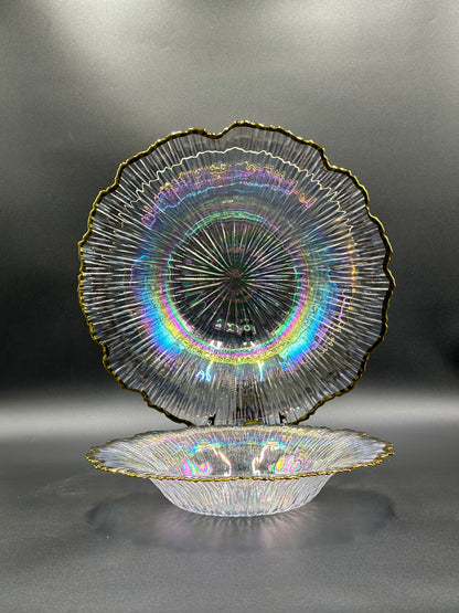 Rainbow Glass Flower Turkish Platter 🌈 🌼