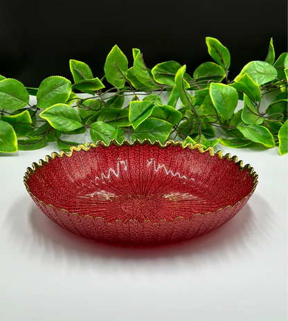 Red Glass Round Turkish Platter 💥