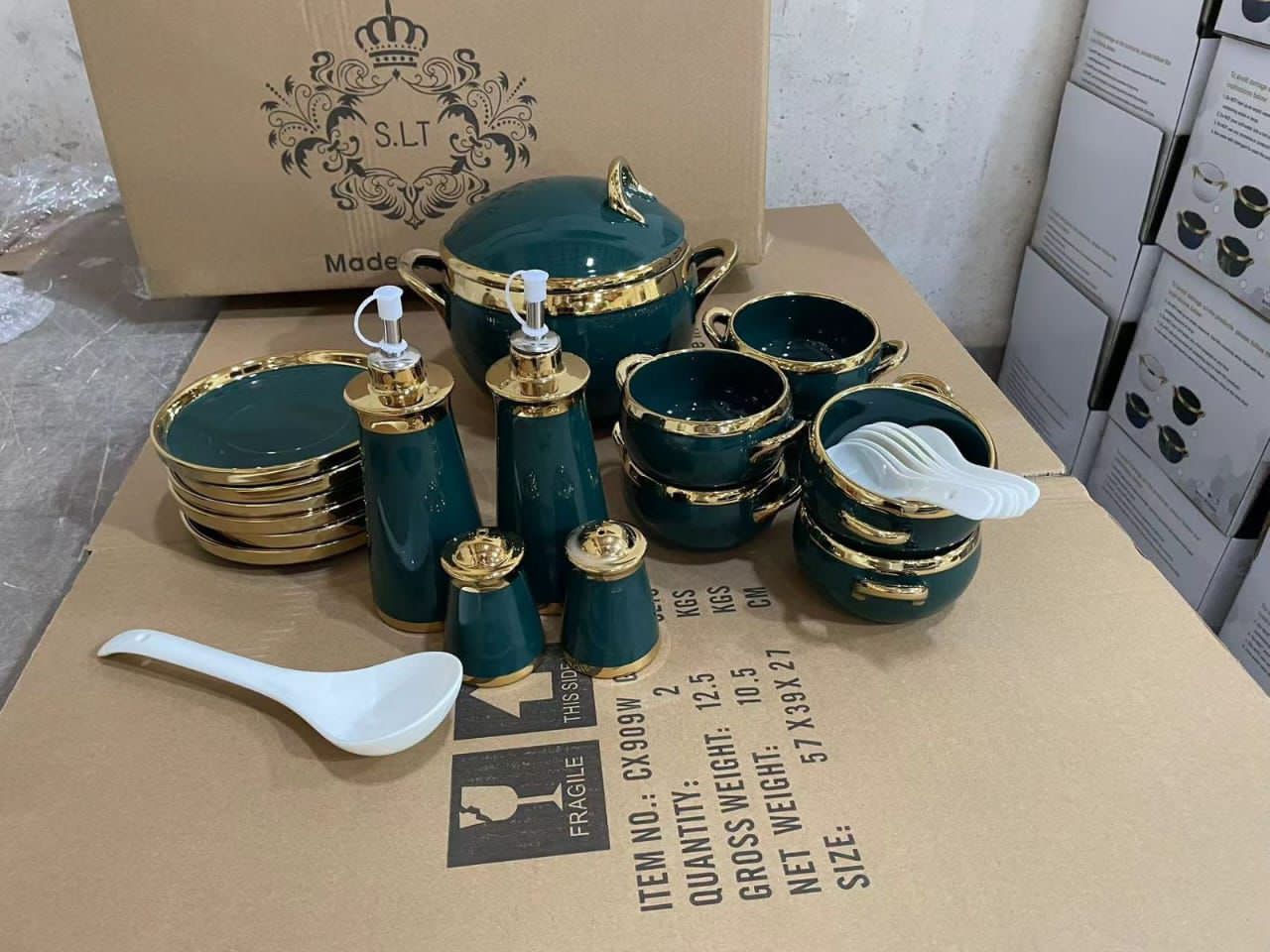 24K Gold Plated 25pcs Ceramic Soup Set 🥣 ✨