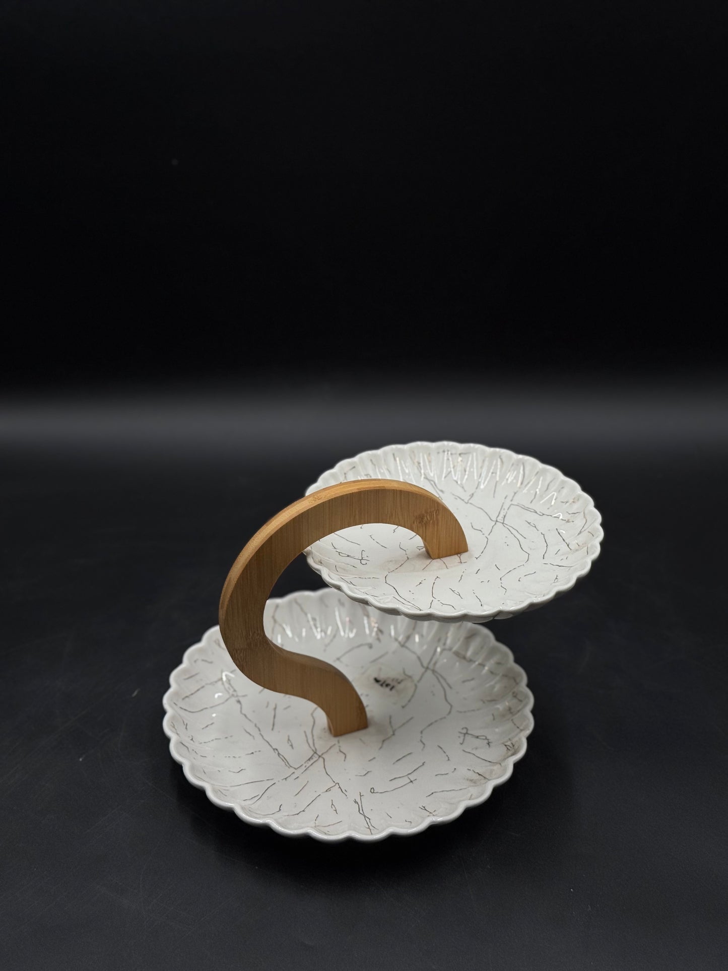 2 Tier White Marble Design Ceramic Cupcake Serving Platter 🧁✨