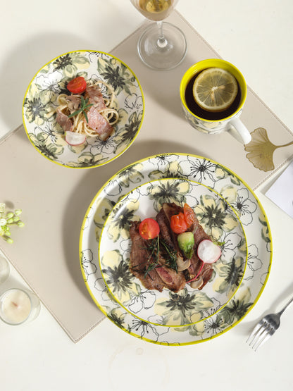 🌿 Lemon Bloom- 16 pcs Handmade Matte Ceramic Dinner Set