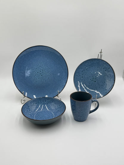 16 Pcs Ocean Mist Reactive Glazed Stoneware Breakfast Set 🌊☀️