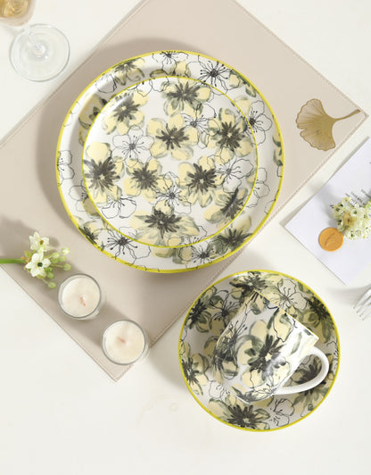 🌿 Lemon Bloom- 16 pcs Handmade Matte Ceramic Dinner Set