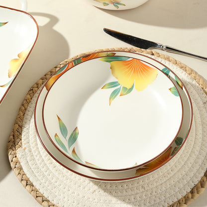 18 Pcs Matt Bone China Sunshine Bloom Iftar Set 🌞