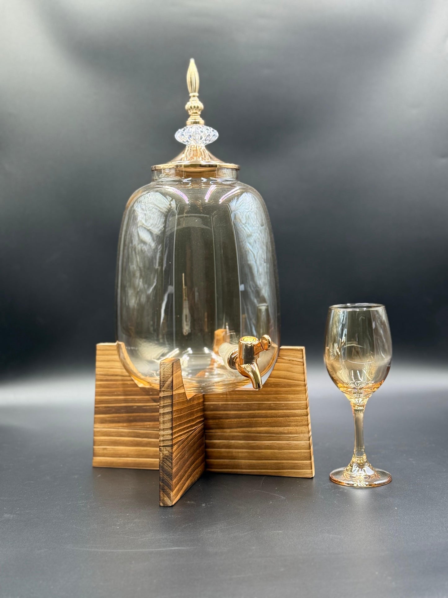 8 Pcs Amber Royal Dispenser Set with Bamboo Stand 🍷✨