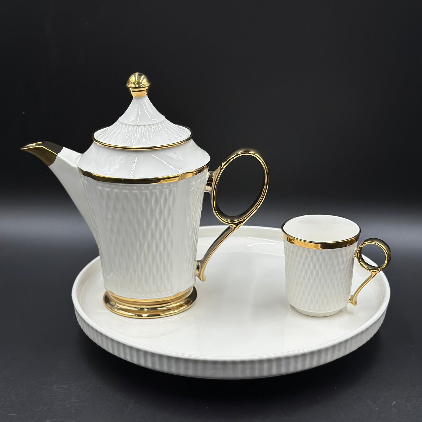 Ring Handle 8 Pcs Teaset with Rotating Tray ☕️