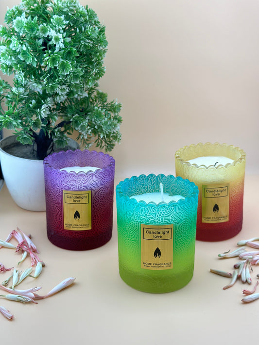 Sweet Scented Candle in Beautiful Double Shade Coloured Glass Jar🕯️