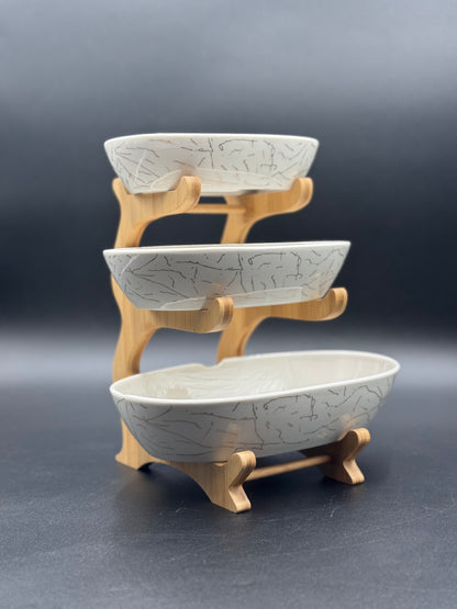 3 Tier White Marble Design Ceramic Food Serving Rack✨