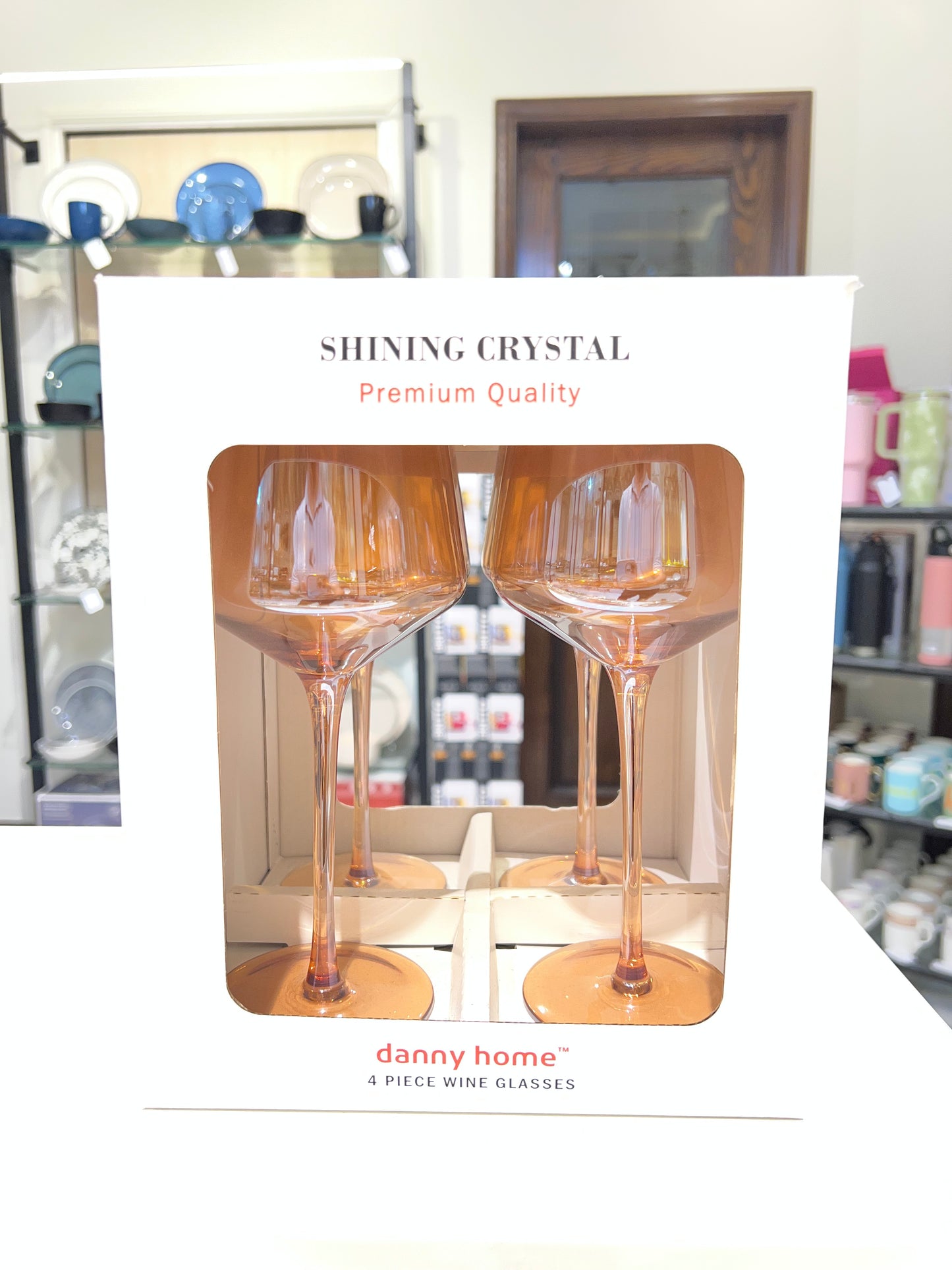 4 Pcs Danny Home Broad Golden Wine Glass Set