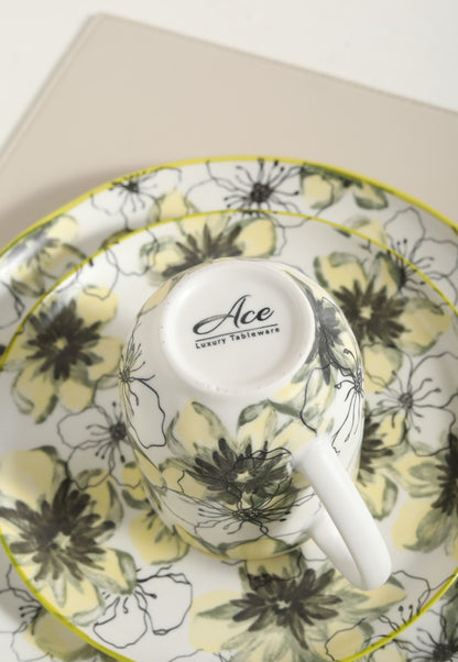 🌿 Lemon Bloom- 16 pcs Handmade Matte Ceramic Dinner Set