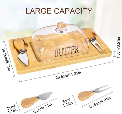 4 Pcs Rectangular Butter Dish with Glass Lid 🧈✨