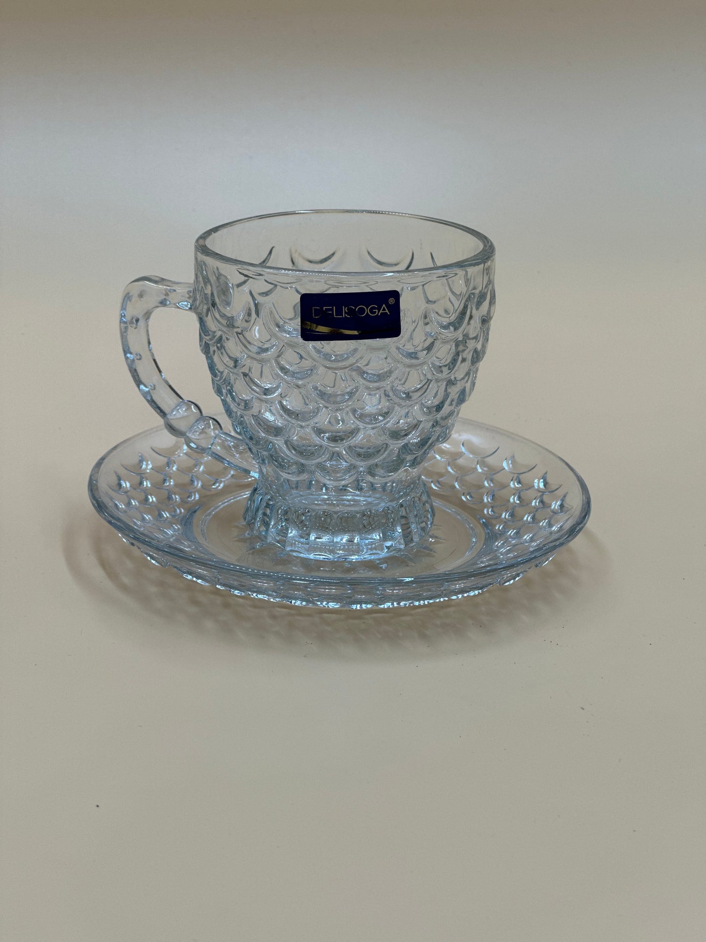 12 Pcs DELISOGA Fine Textured Glass Cup & Saucer Set ☕️✨