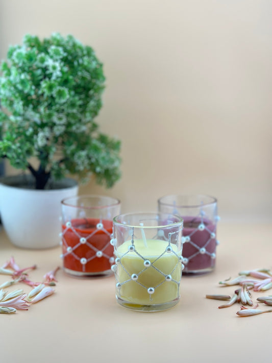 Sweet Scented Candle in Beaded Glass Jar 🕯️