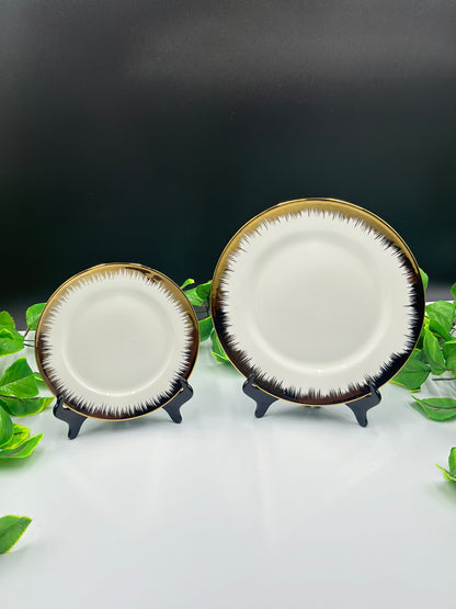 18 Pcs Gold Flame Rim Fine Bone China Round Plate Set 🍽️✨