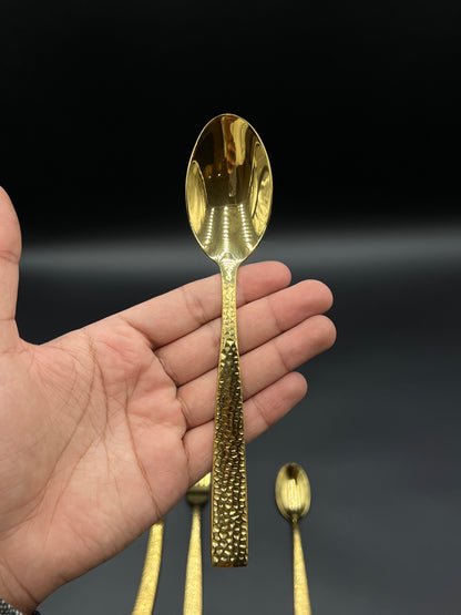 24 Pcs Stainless Steel Cutlery Set – Hammered Gold Prestige
