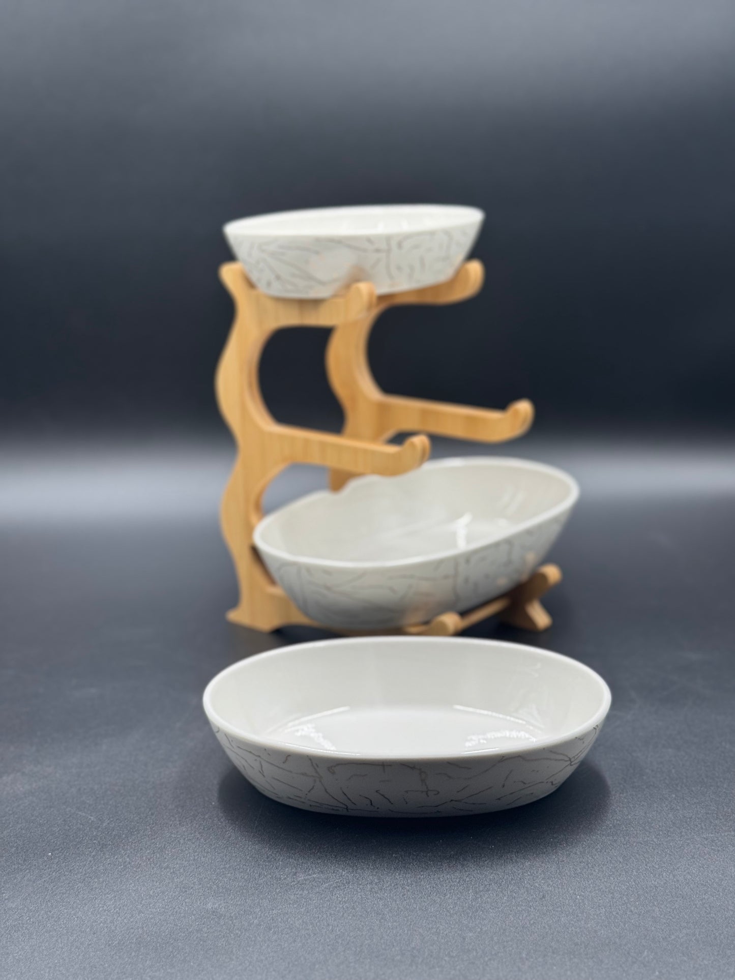 3 Tier White Marble Design Ceramic Food Serving Rack✨