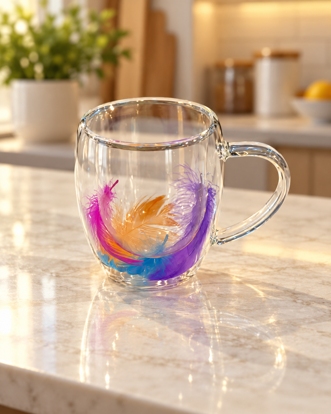 Double Wall Feather Turkish Glass Mug