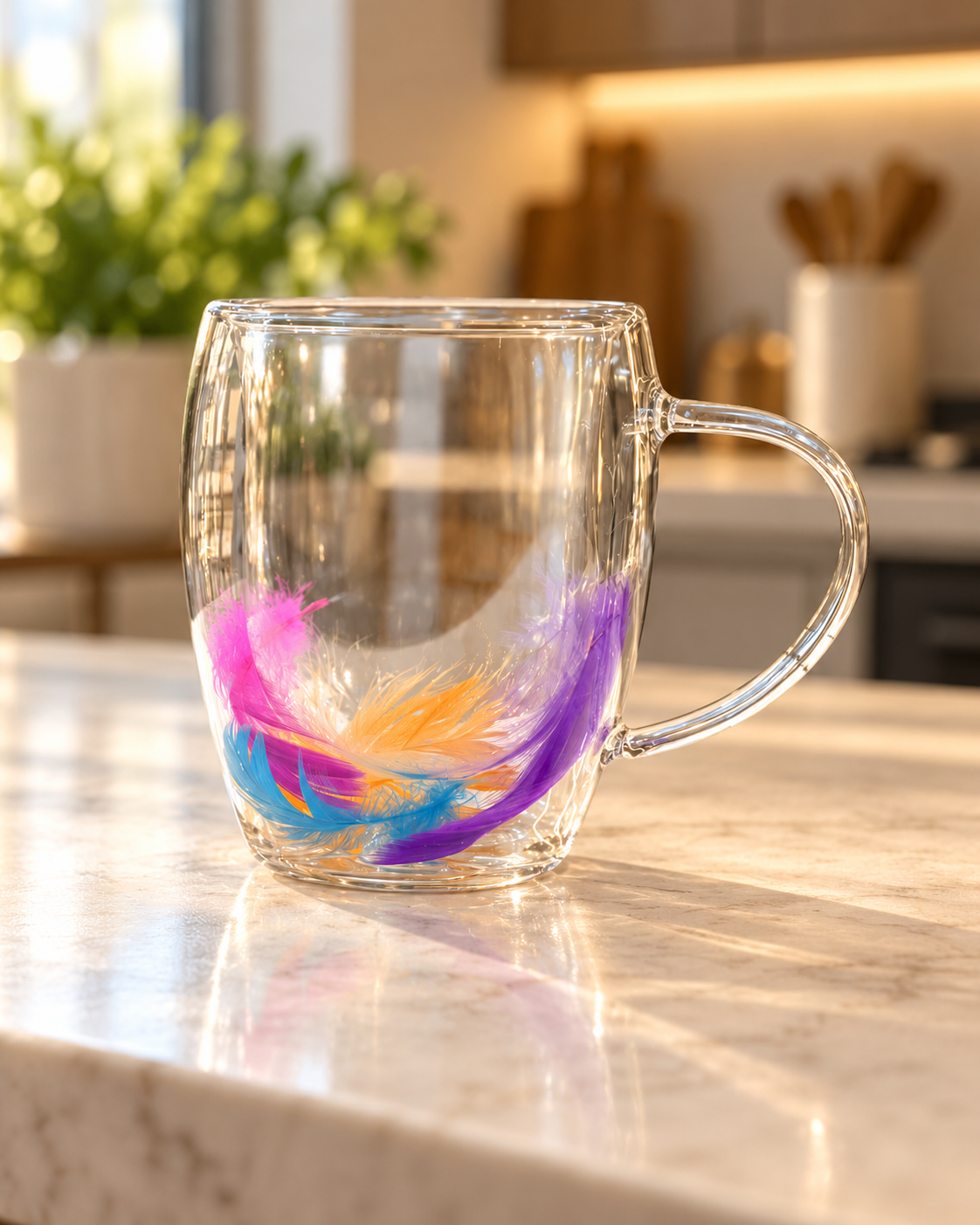 Double Wall Feather Turkish Glass Mug
