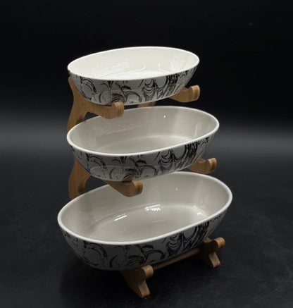 3 Tier Abstract Pattern Ceramic Food Serving Rack✨