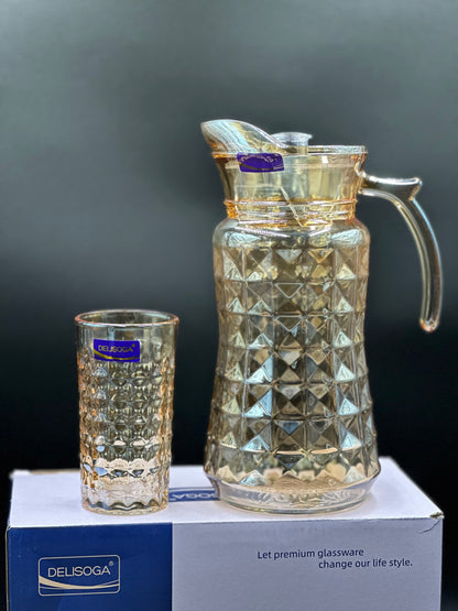 7 Pcs DELISOGA Fine Golden Textured Glass Water Set ✨