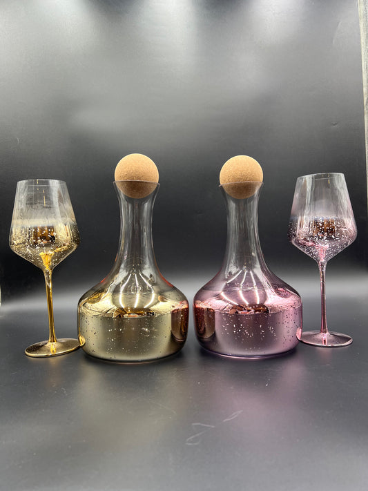 Luxury 7 Pcs Turkey Glass Water Decanter Set – Luxe Bubble Finish