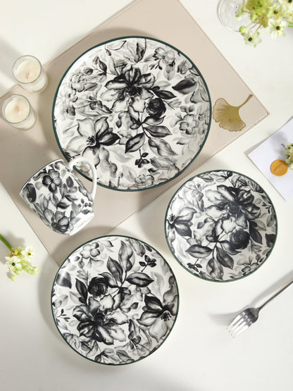 🌙 Midnight Bloom- 16 pcs Handmade Matte Ceramic Dinner Set